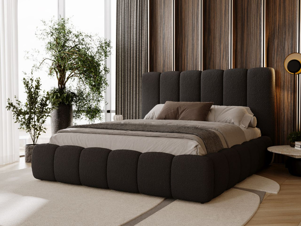 Lit Coffre rembourré avec sommier relevable 180x200 Imperial Noir