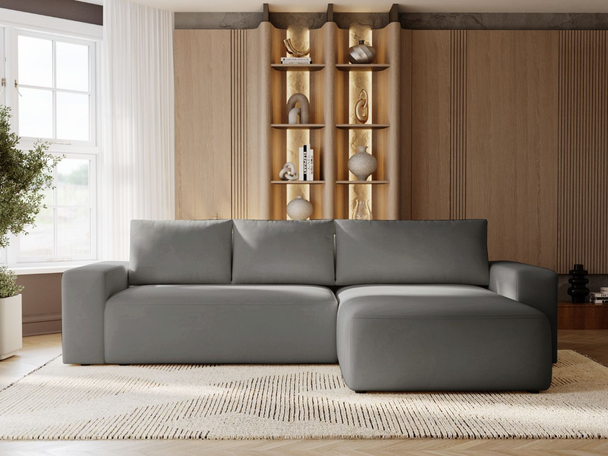 Canapé d'Angle Droite Convertible avec Coffre Tazones Gris foncé