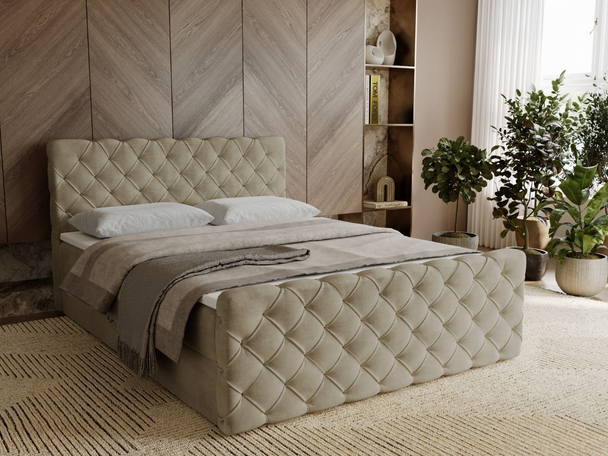 Lit Boxspring avec Coffre de Rangement 180x200 Lunaris Marron clair