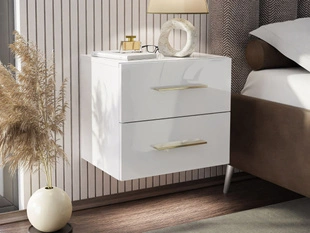 Table de chevet suspendue avec tiroirs Nuveo Lux Blanc