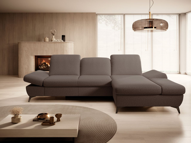 Canapé d'Angle Droite Convertible avec Coffre Hannover Marron foncé