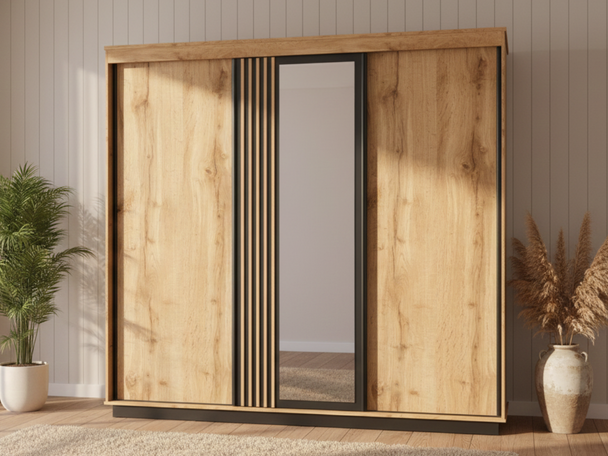 Armoire avec Miroir Lavore chêne de Wotan, noir