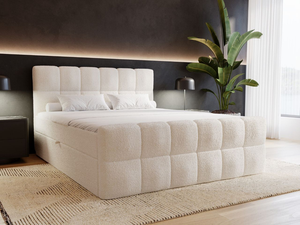 Lit Boxspring avec Coffre de Rangement 140x200 Alicante Beige