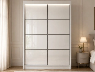 Armoire à portes coulissantes avec éclairage LED Ponti Blanc