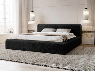 Lit Coffre rembourré avec sommier relevable 140x200 Enjoy Noir