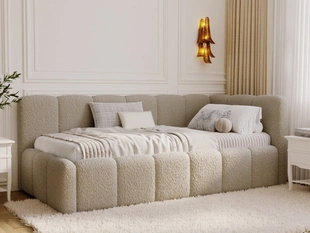 Lit adolescent 1 place avec rangement et sommier 90x200 Cloud One Beige foncé