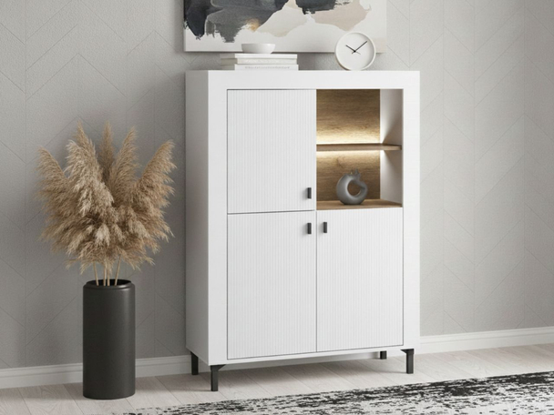 Commode de rangement avec éclairage LED Messina Blanc
