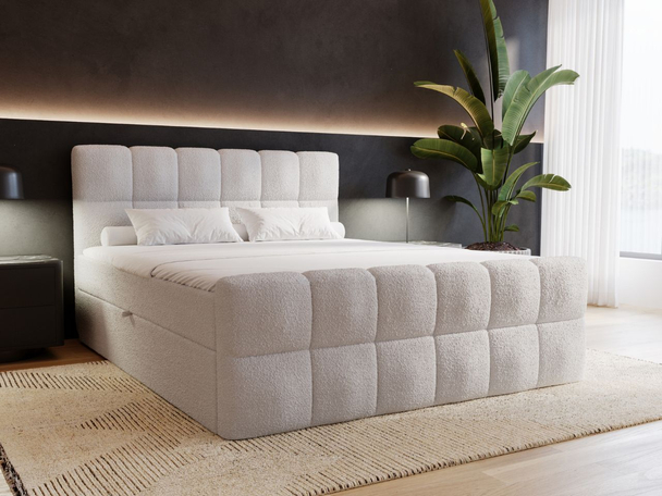 Lit Boxspring avec Coffre de Rangement 180x200 Alicante Gris