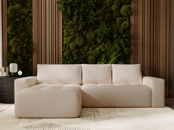 Canapé d'Angle Gauche Convertible avec Coffre Portland Beige