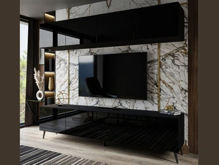 Meuble mural pour le salon avec éclairage LED Noaé Noir
