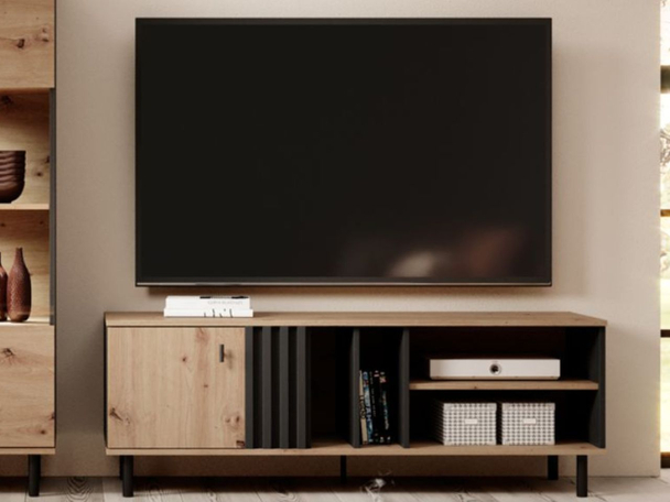 Meuble TV Rangement Malone Chêne Artisan, Anthracite