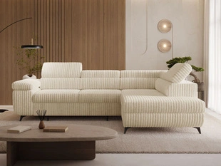 Canapé d'angle droit convertible avec coffre Argon Beige