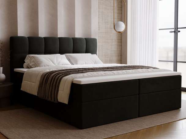 Lit Boxspring avec Coffre de Rangement 160x200 Maison Gris foncé