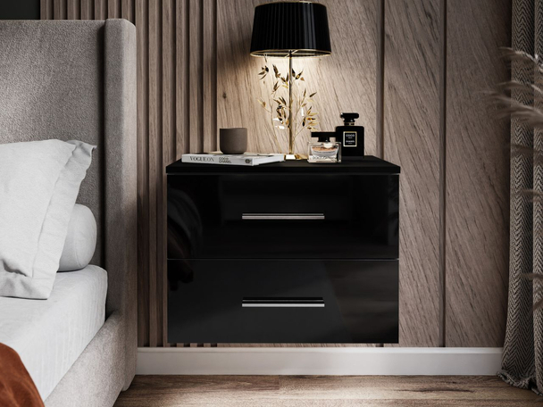 Table de chevet suspendue avec tiroirs Nuveo Noir