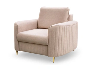 Fauteuil aux pieds dorés Limon Beige foncé