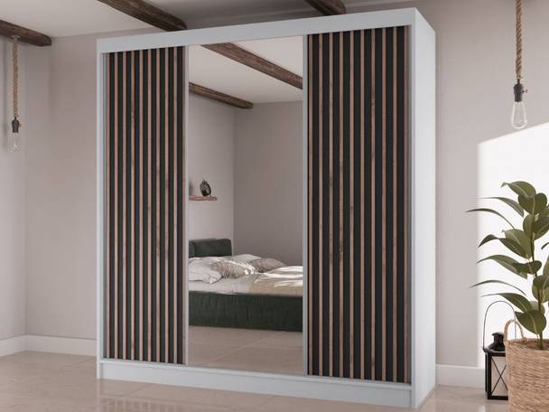 Armoire Portes Coulissantes Lucena Noir, Blanc