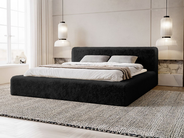 Lit Coffre rembourré avec sommier relevable 160x200 Enjoy Noir