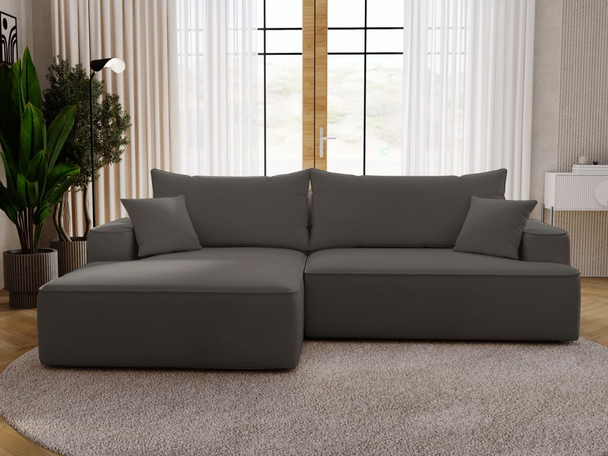 Canapé d'Angle Gauche Convertible avec Coffre California Gris foncé