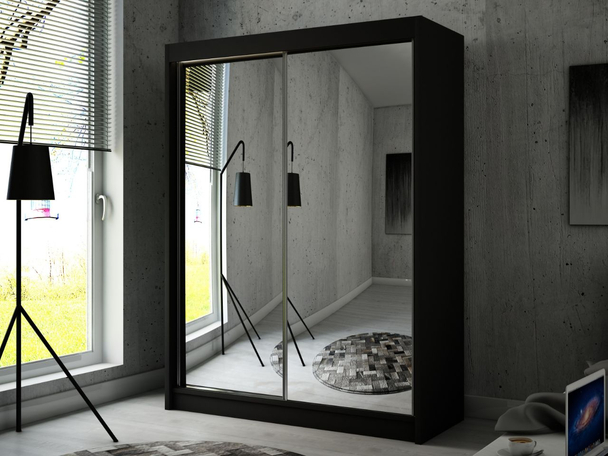 Armoire avec miroir et éclairage LED Luzio Noir