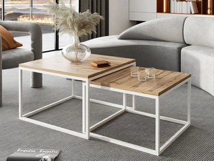 Tables Basses Gigognes sur cadre blanc Asumi Chêne Wotan 40x46