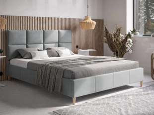 Łóżko tapicerowane ze stelażem 160x200 Luxe Jasny Szary