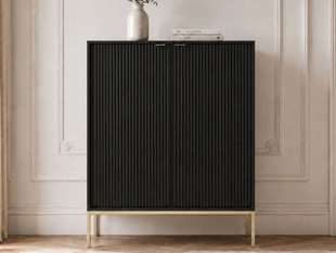 Buffet avec Portes sur Pieds Dorés Amber Noir