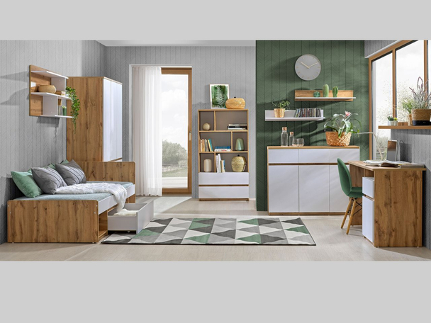Ensemble de meubles pour chambre d'adolescent Arcadia marron, blanc