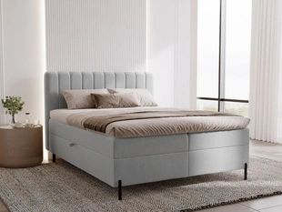 Lit Boxspring avec Coffre de Rangement 140x200 Primavera Gris clair
