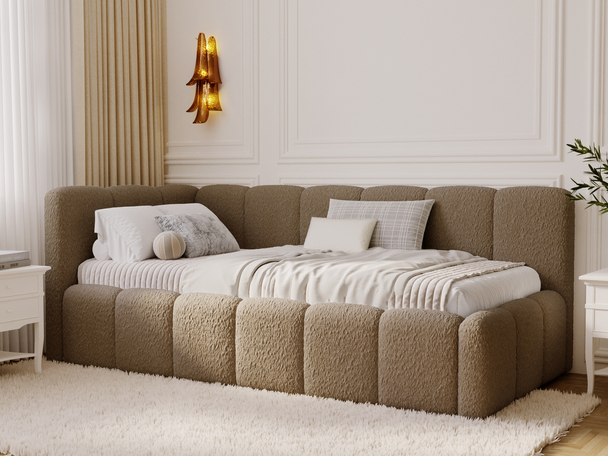 Lit adolescent 1 place avec rangement et sommier 90x200 Cloud One Marron