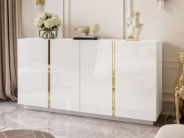 Commode de Rangement Lunelie Brillant blanc