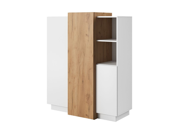 Commode de Rangement Morten Blanc, Chêne doré Craft