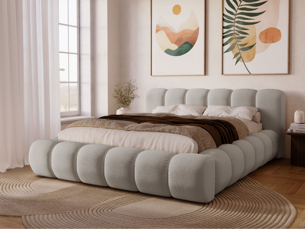 Lit Coffre rembourré avec sommier relevable 120x200 Italia Gris clair