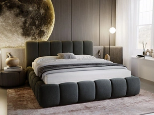 Lit Coffre rembourré avec sommier relevable 180x200 Cloud Gris foncé