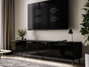 Meuble TV Rangement avec éclairage LED Noaé Noir