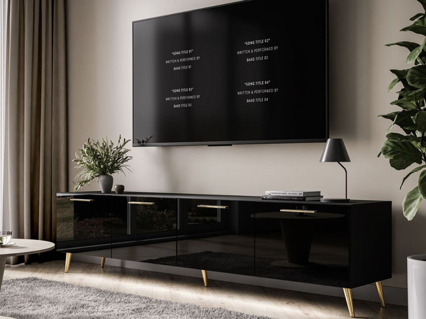 Meuble TV Rangement avec éclairage LED Noaé Noir