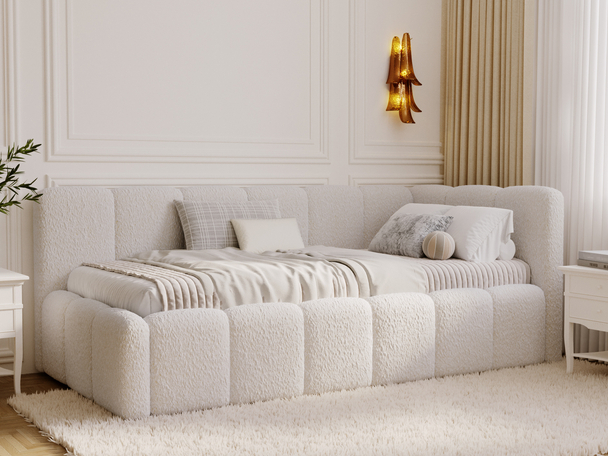 Lit adolescent 1 place avec rangement et sommier 90x200 Cloud One Beige