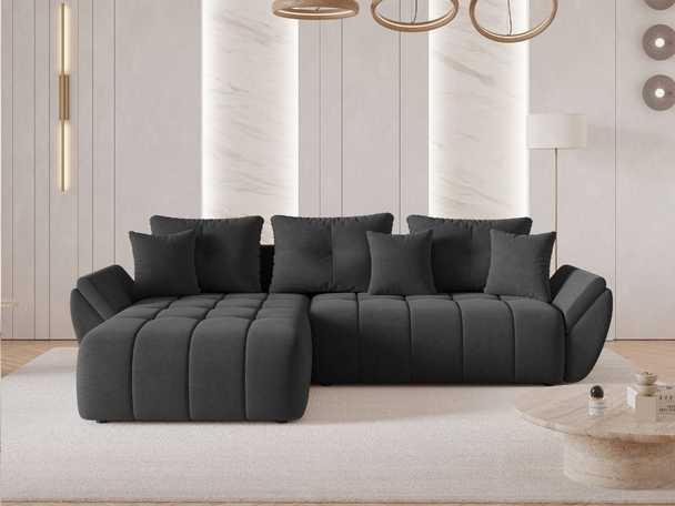 Canapé d'Angle Convertible avec Coffre Réversible Decor L Anthracite