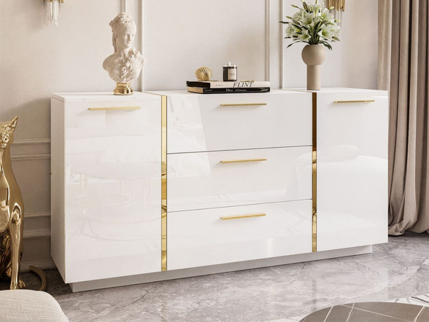 Buffet à Tiroirs Lunelie Brillant blanc