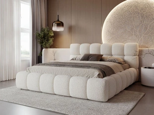 Lit Coffre rembourré avec sommier relevable 160x200 Modo Beige