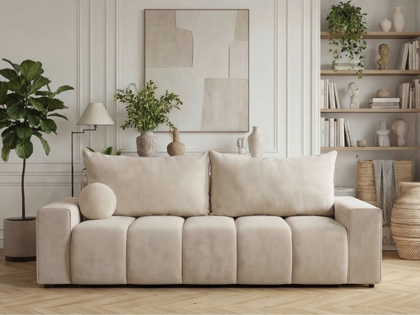 Canapé Droit Convertible avec Coffre Miro Beige