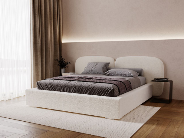 Lit Coffre rembourré avec sommier relevable 160x200 Palermo Créme