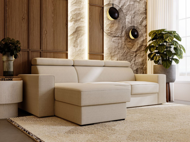 Canapé d'Angle Convertible avec coffre Réversible Scala Beige