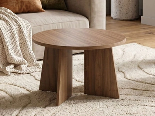 Grande table basse ronde Arelis en noyer royal