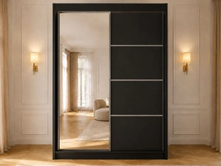 Armoire avec miroir et éclairage LED Portel Noir