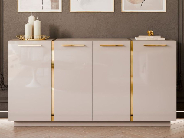Commode de Rangement avec poignées dorées Lunelie Cachemire