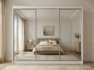 Armoire avec miroir et éclairage LED Luzio Blanc