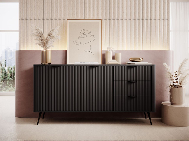 Commode avec Portes et Tiroirs 163 cm Latina Noir
