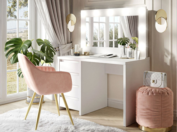 Coiffeuse avec miroir et éclairage LED Nesso Blanc mat