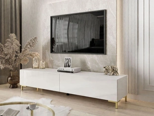 Meuble TV Rangement avec éclairage LED Sorelle blanc brillant