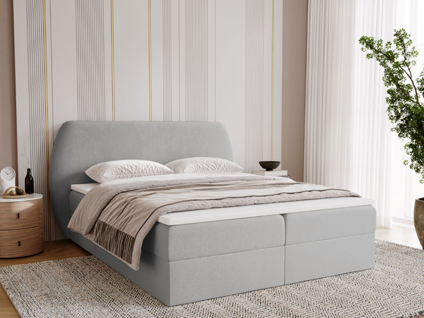 Lit Boxspring avec Coffre de Rangement 180x200 Bogota Gris clair